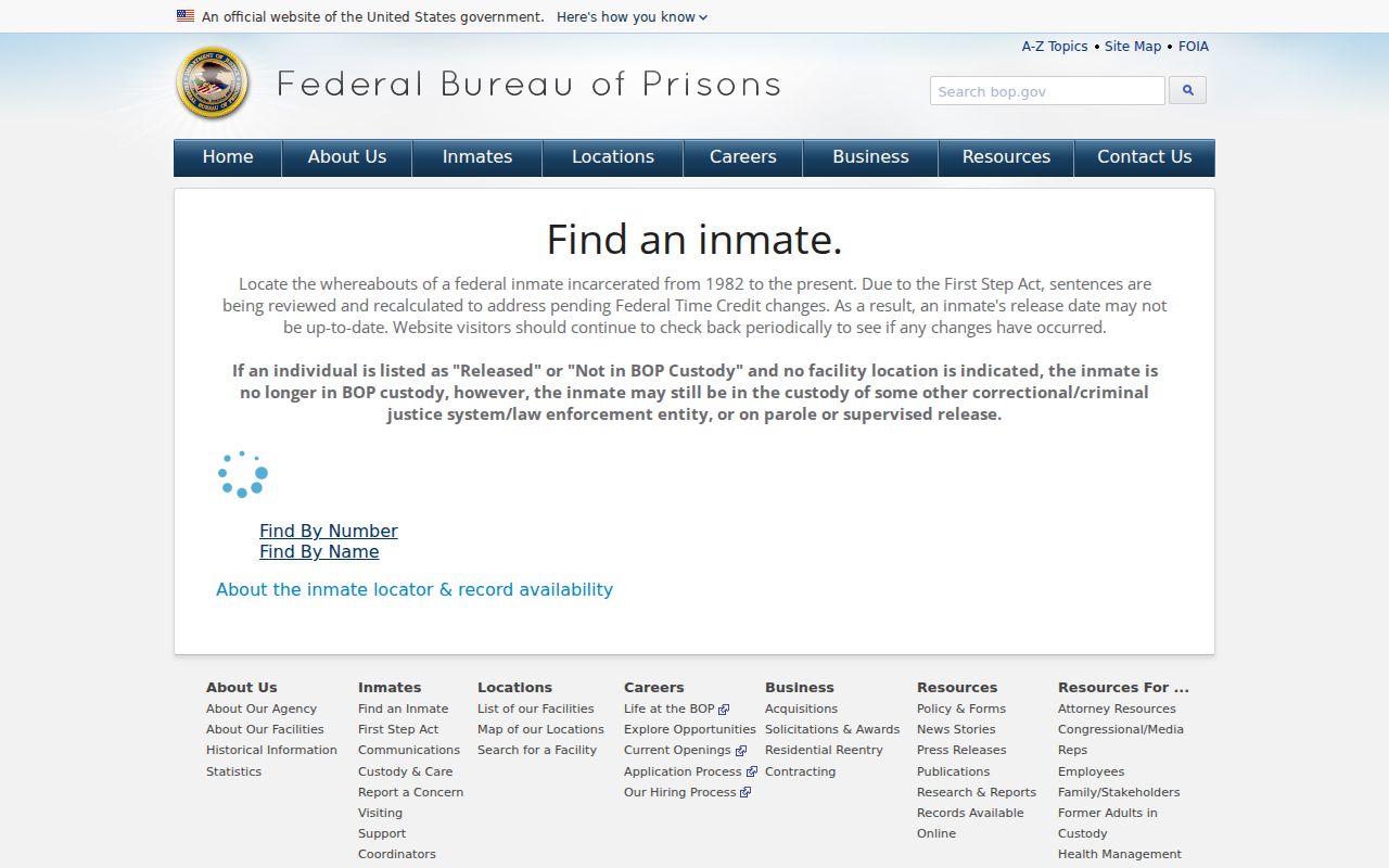 Federal inmate locator related to Lancaster County criminal cases