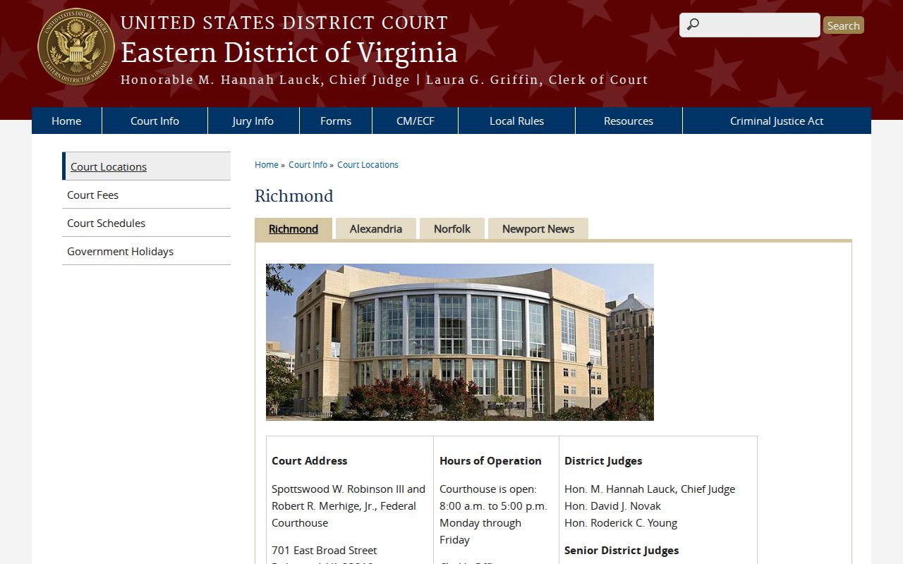 Federal courthouse serving Lancaster County criminal cases