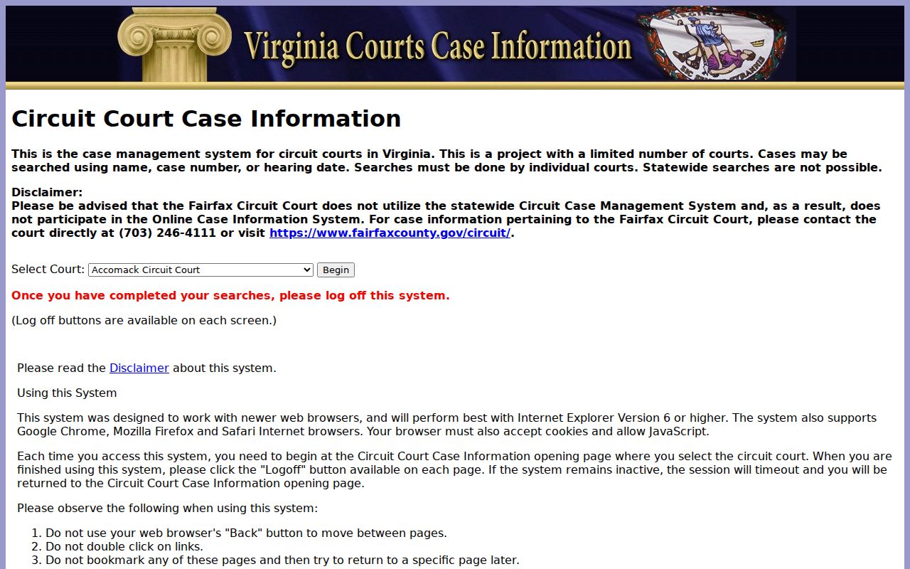 Lancaster County Circuit criminal case record search