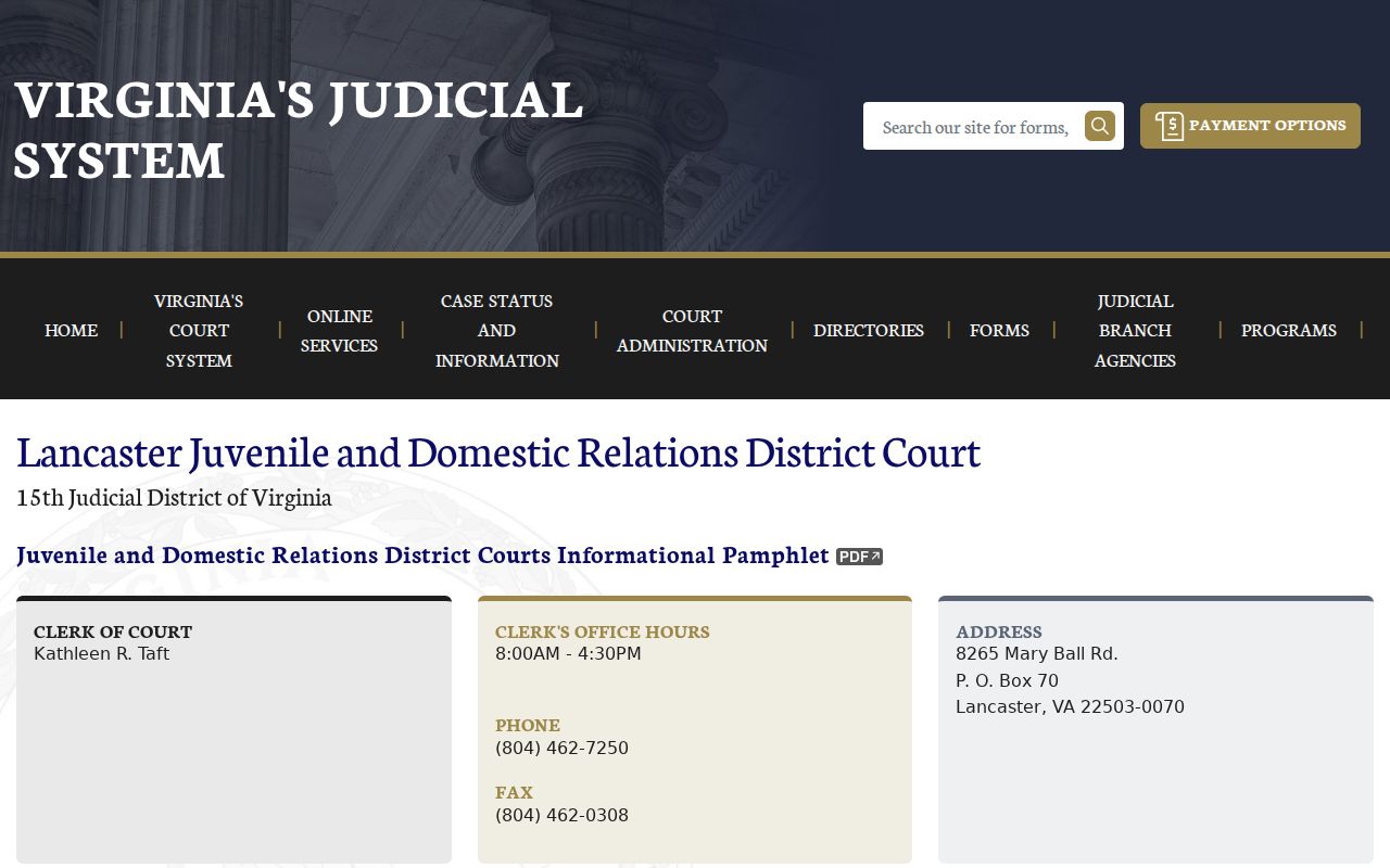 Lancaster County criminal case records at Juvenile and Domestic Relations Court
