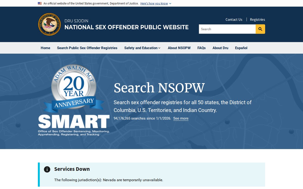 National Sex Offender Public Website search used with Lancaster County registry checks